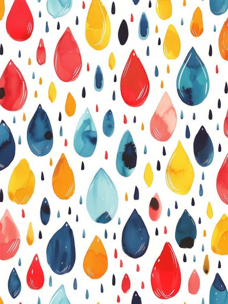 Watercolor Raindrops Seamless Pattern