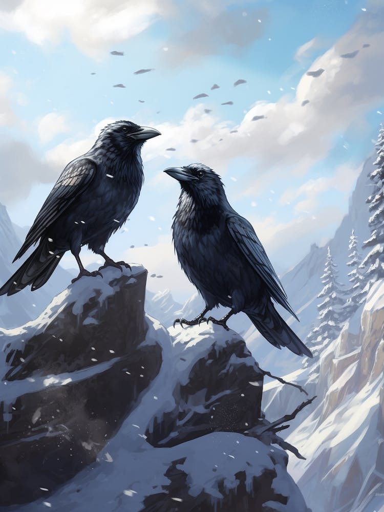 Birds In A Winter Landscape  2