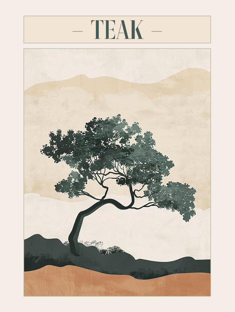Teak Tree Minimal Japandi Illustration 2 Poster