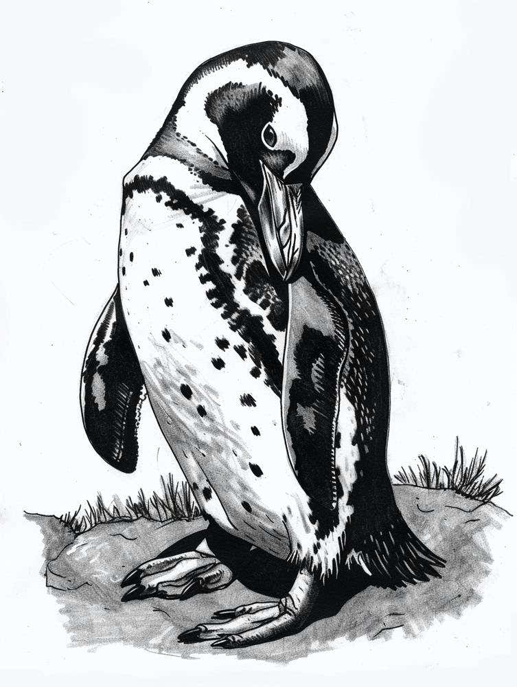 African Penguin Preening Their Feathers 4