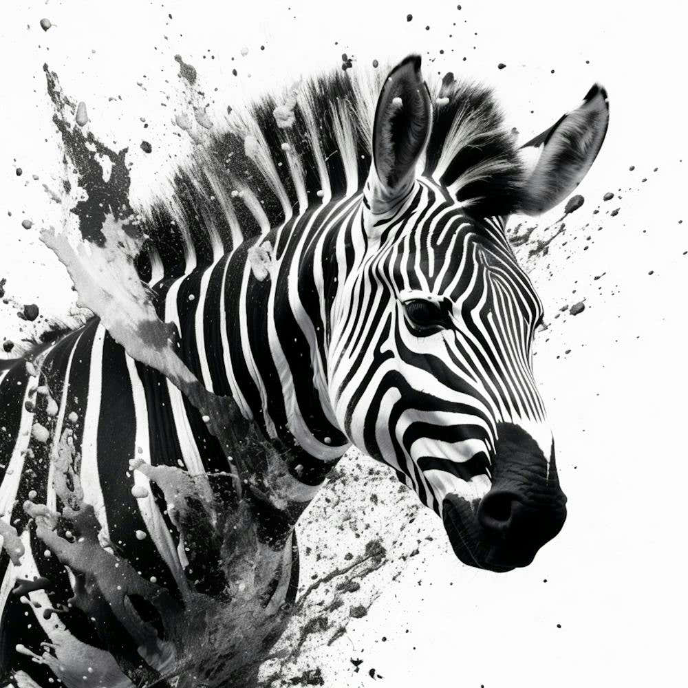 Zebra With Black White Paint Splatters Its Face Generative Ai