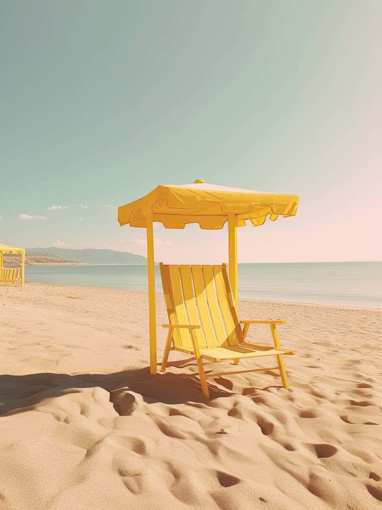 Yellow Beach Chair Summer Photography