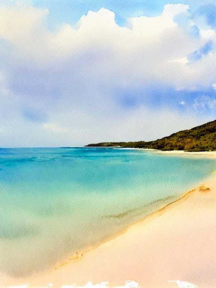 Orient Bay Beach, St Martin Watercolour