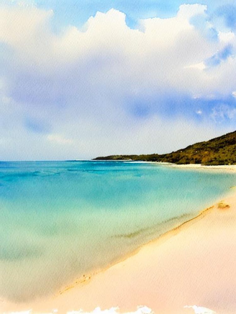 Orient Bay Beach, St Martin Watercolour