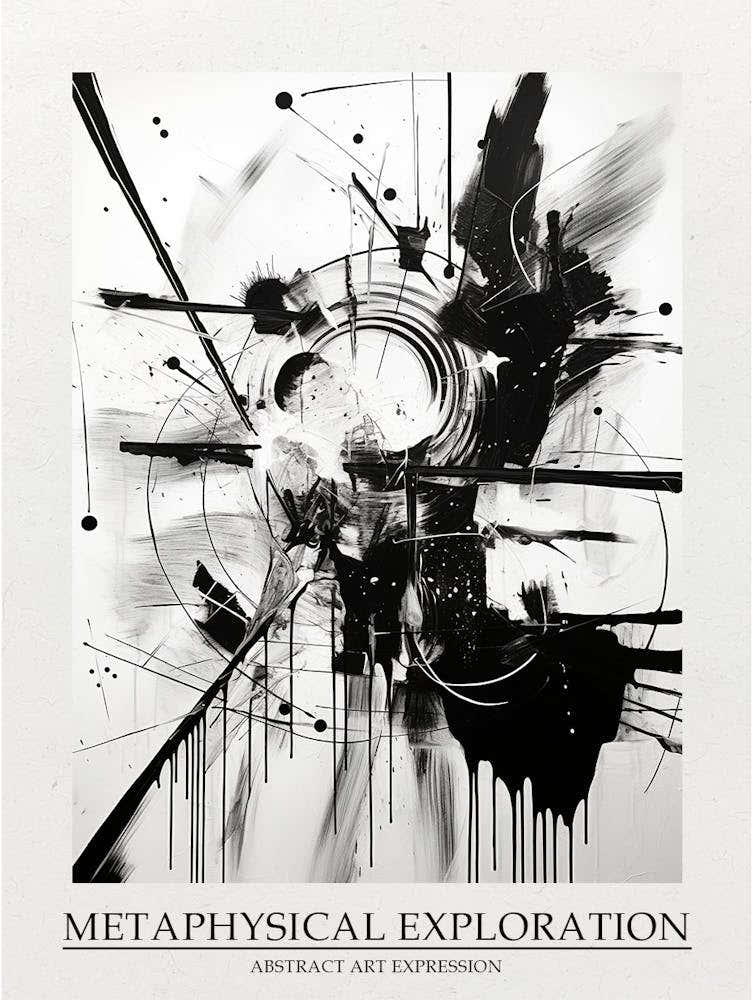 Metaphysical Exploration Abstract Black And White 6 Poster