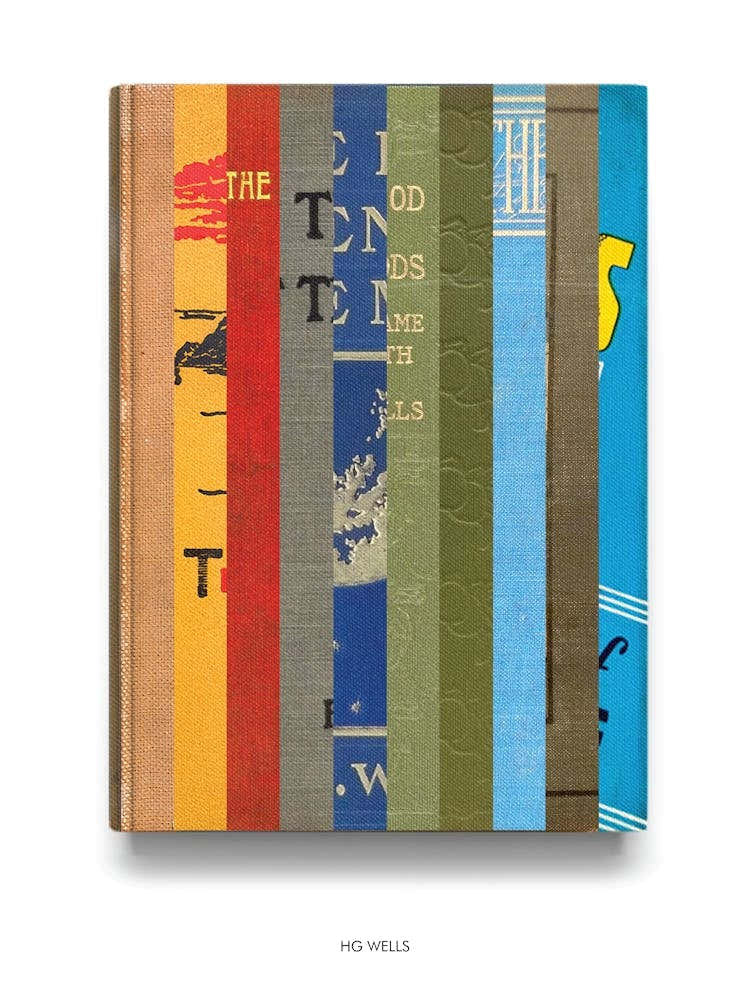 H.G Wells - Book Lover Abstract Print -First Edition Covers
