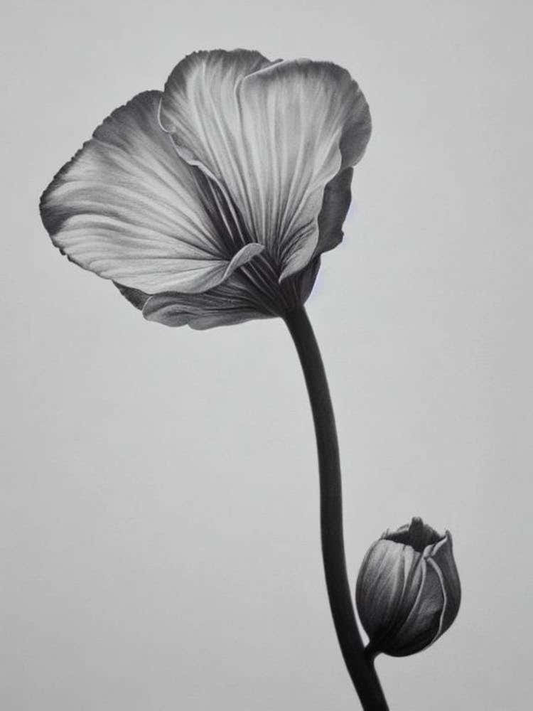 Sweet Pea B&W Pencil 1 Flower