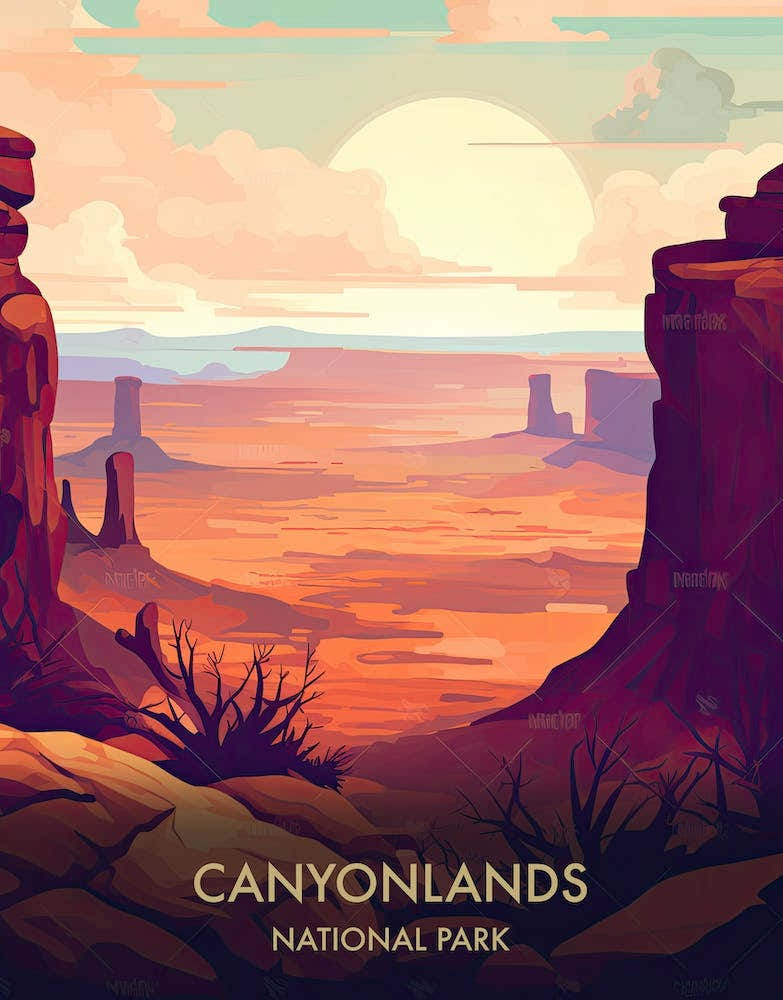 Canyonlands National Park Travel Poster Illustration Style 2