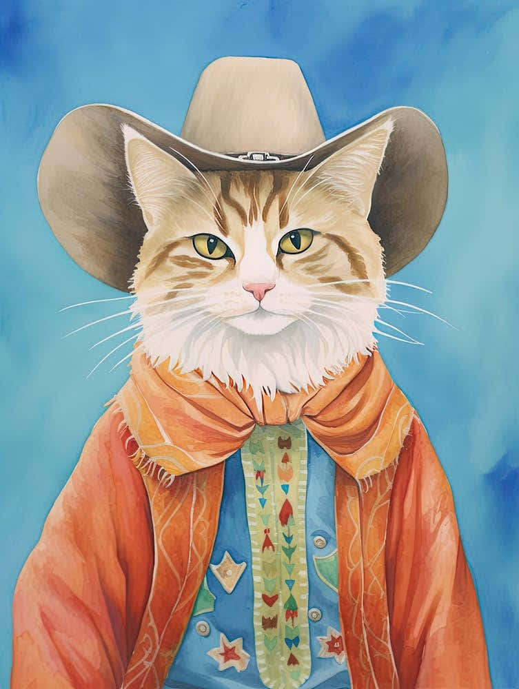 Cowboy Cat Quirky Western Print Pet Decor 4