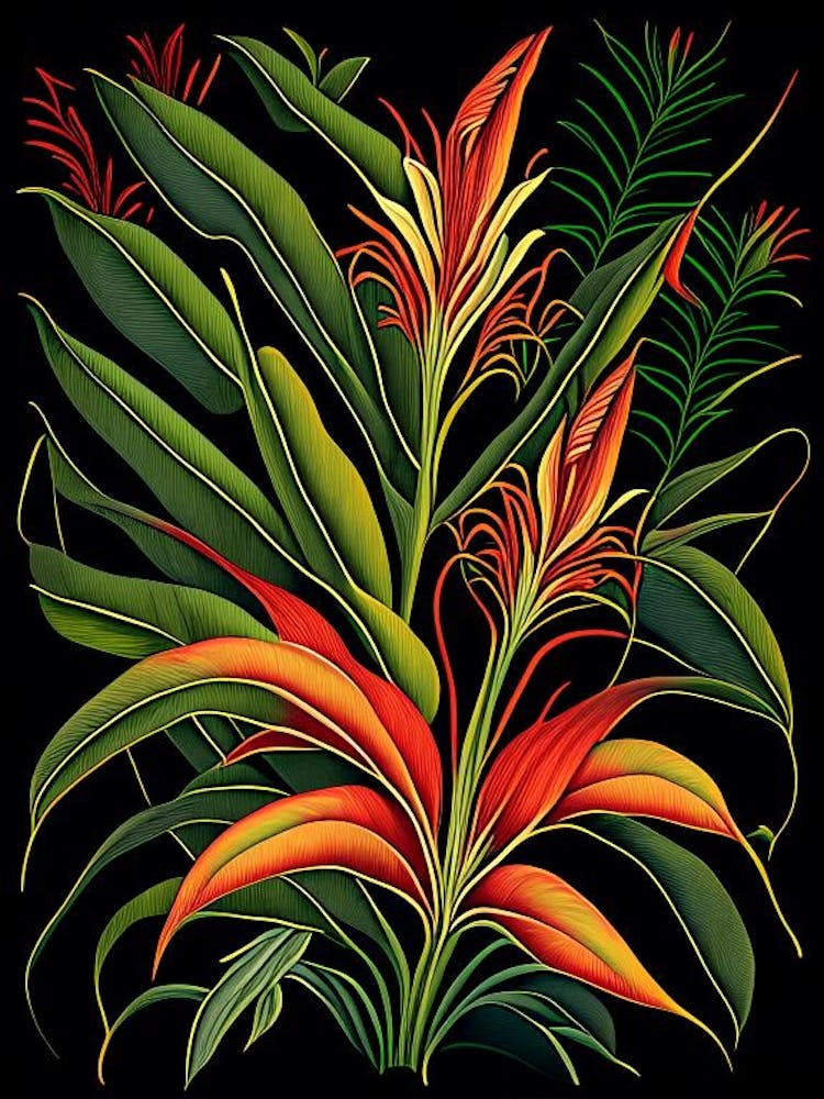 Heliconia 2 Floral Botanical Vintage Poster Flower