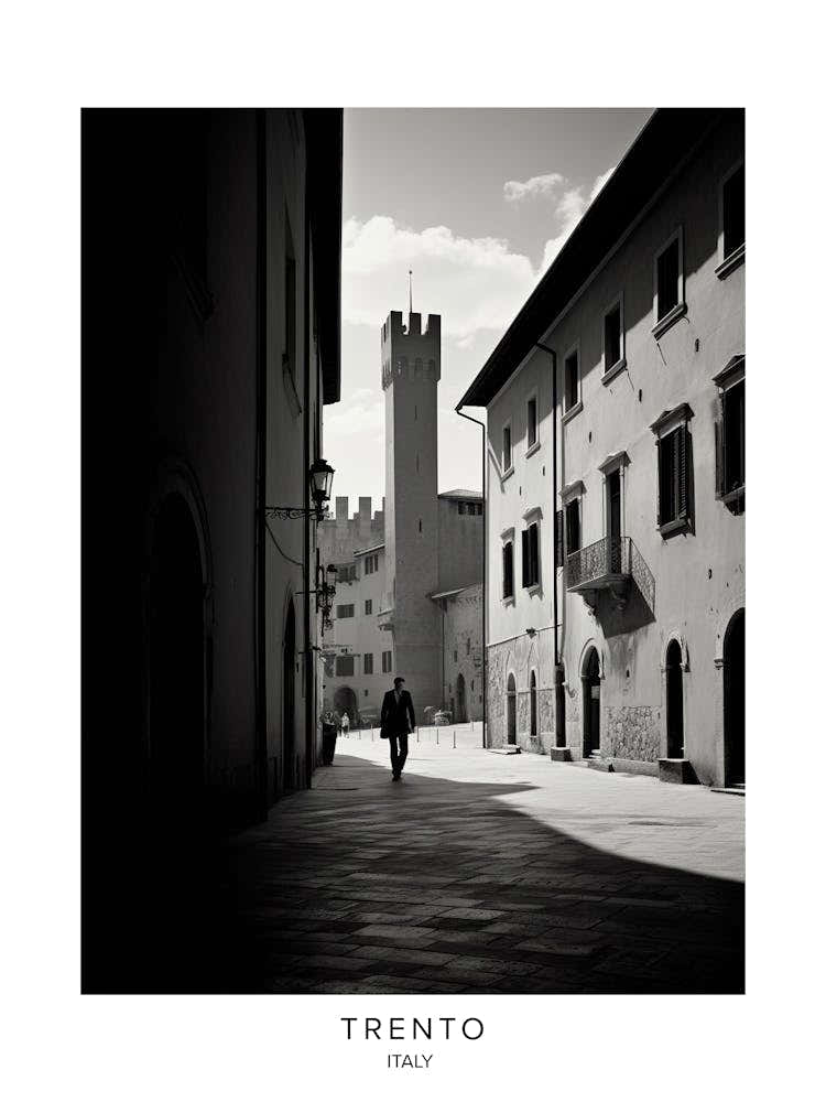 Poster Of Trento, Italy, Black And White Analogue Photography 4
