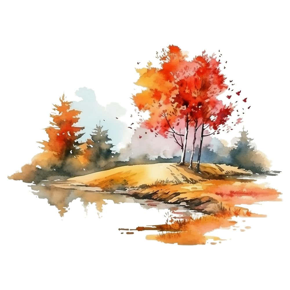 Watercolor Autumn Trees 3