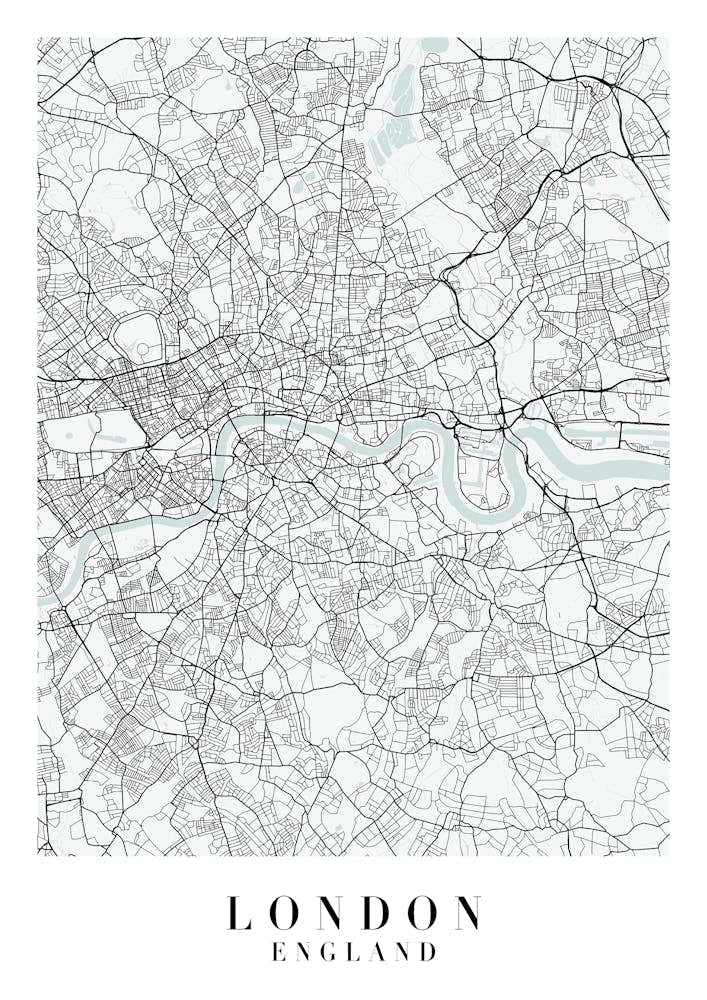 London England Street Map Minimal Color