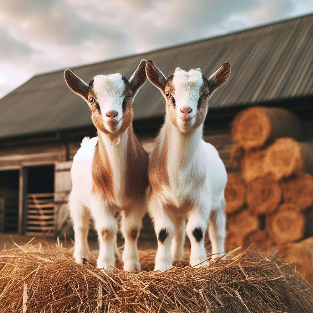 Goats On Hay