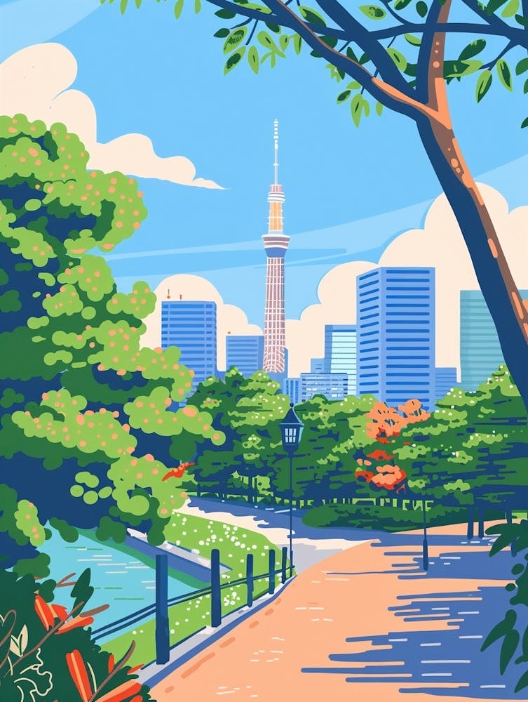 Ueno Park Tokyo 1 Colourful Illustration