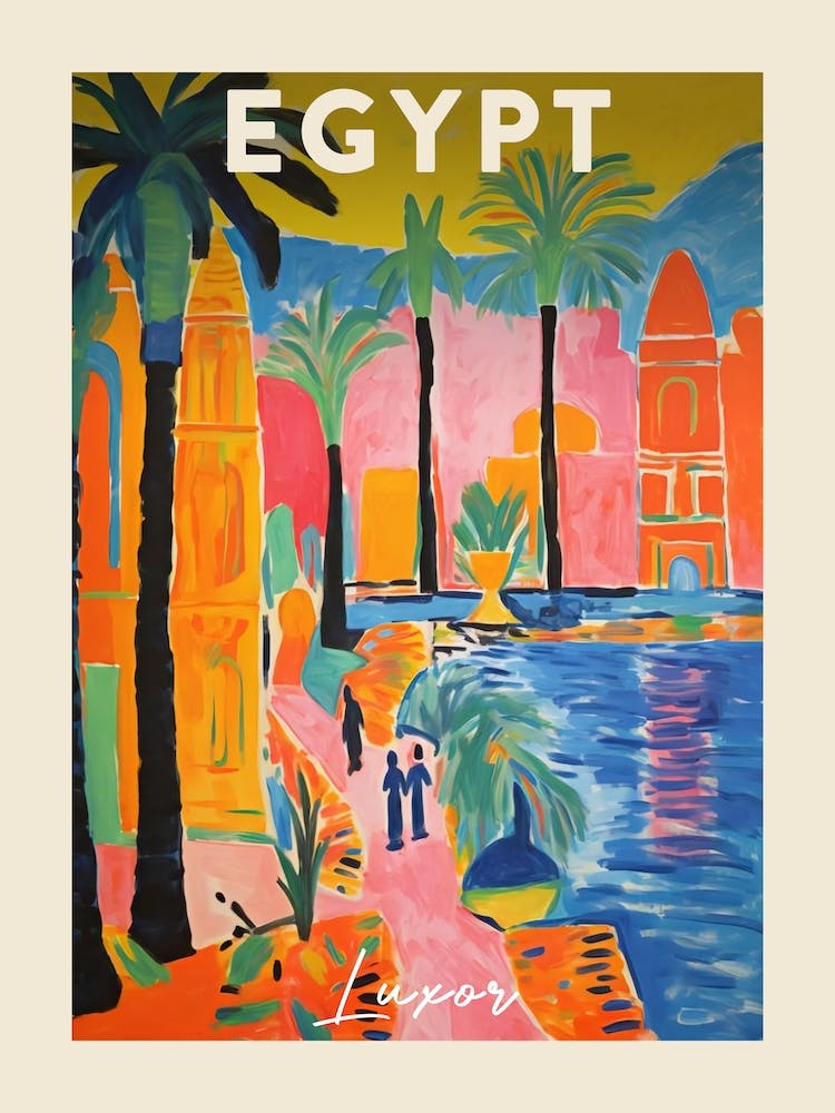 Luxor Egypt 2 Fauvist Painting  Travel Poster