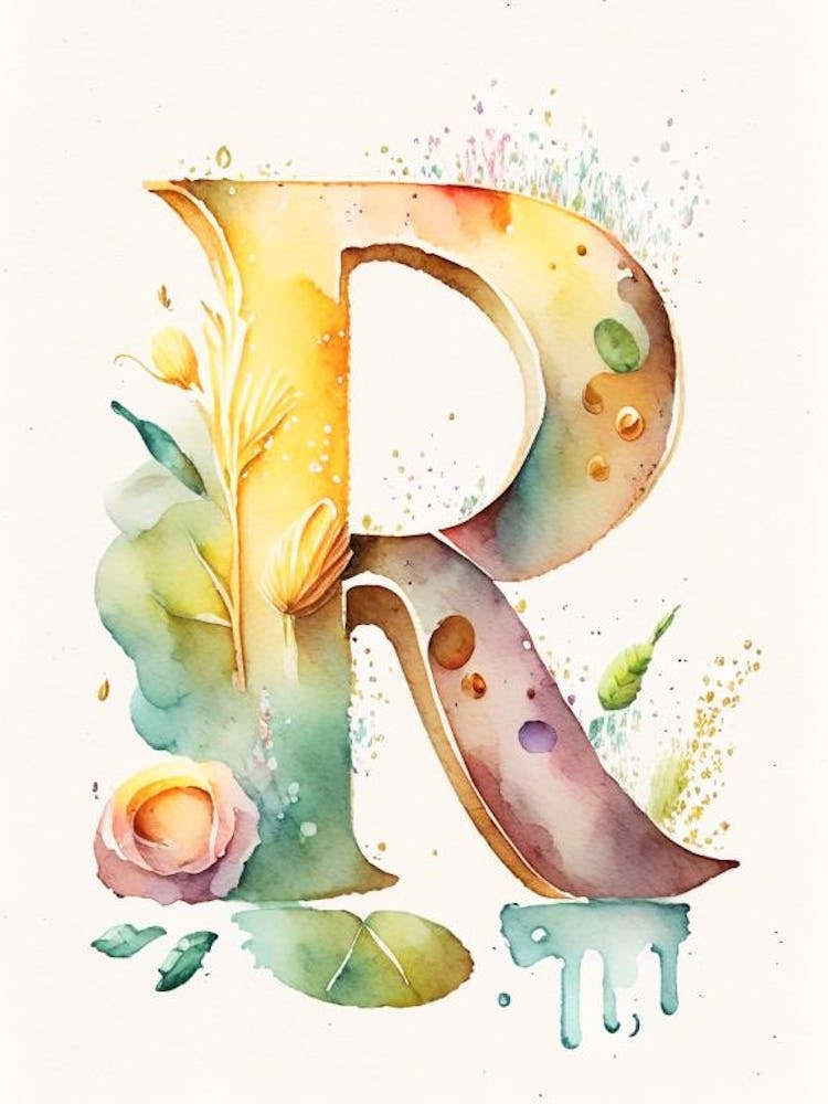 R  Letter, Alphabet Storybook Watercolour 3