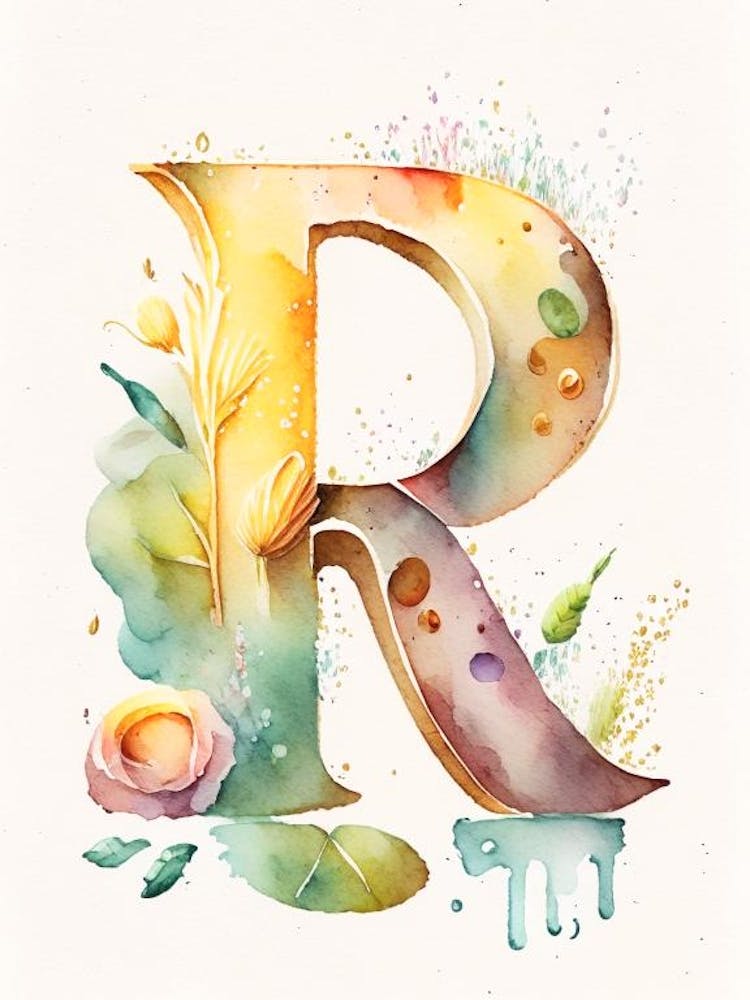 R  Letter, Alphabet Storybook Watercolour 3
