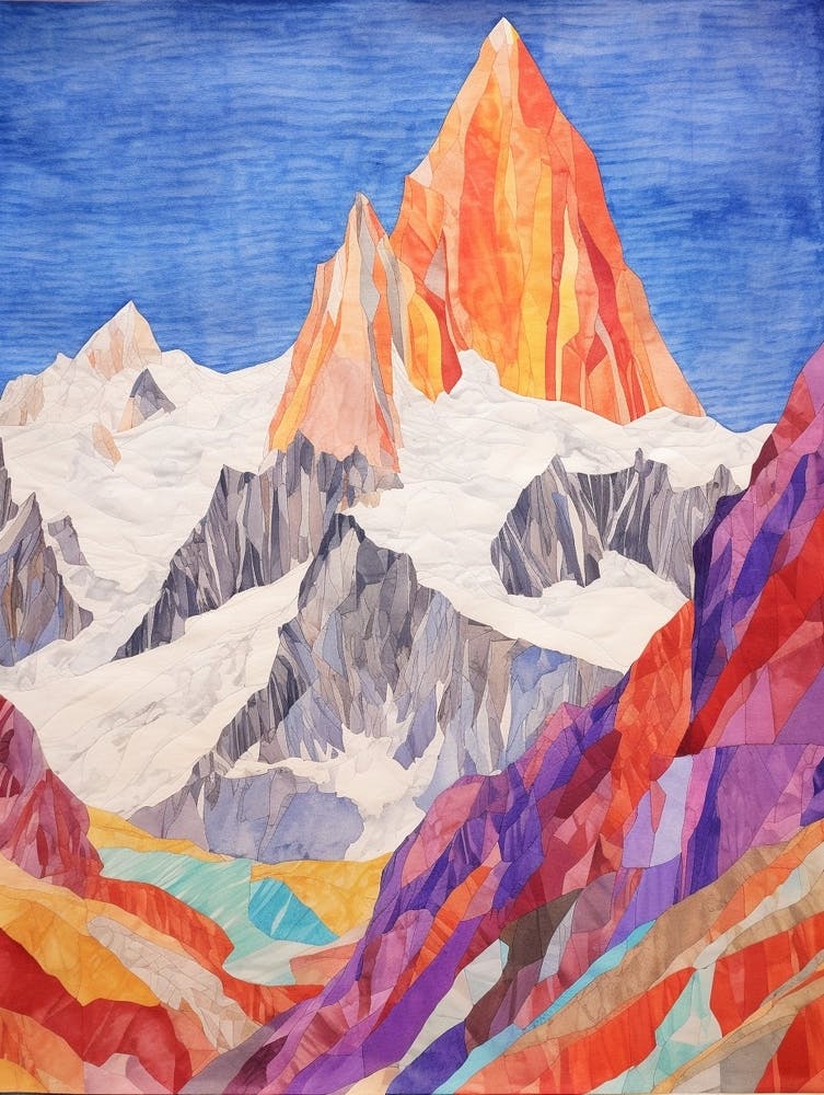 Gasherbrum China 2 Colourful Mountain Illustration