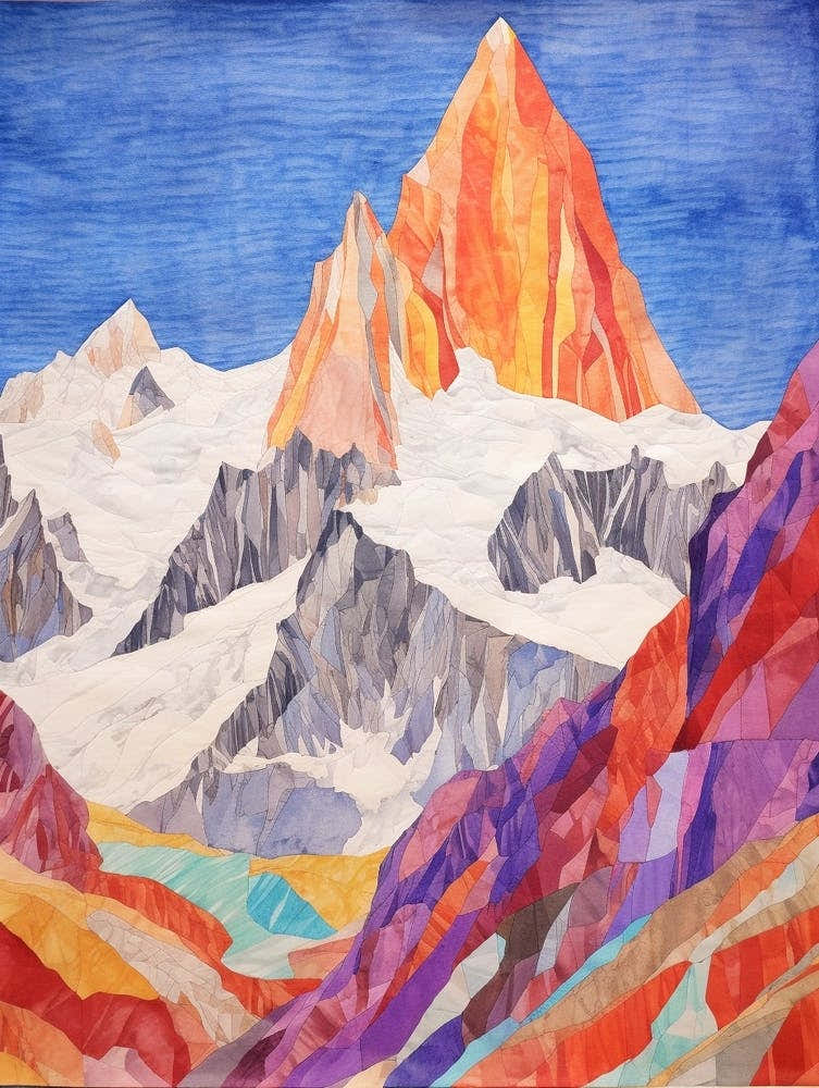 Gasherbrum China 2 Colourful Mountain Illustration