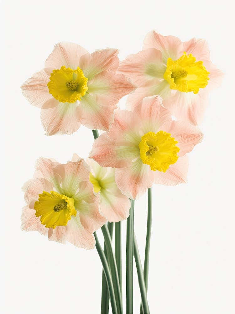 Bunch Of Daffodils Flowers Acrylic Painting In Pastel Colours 6