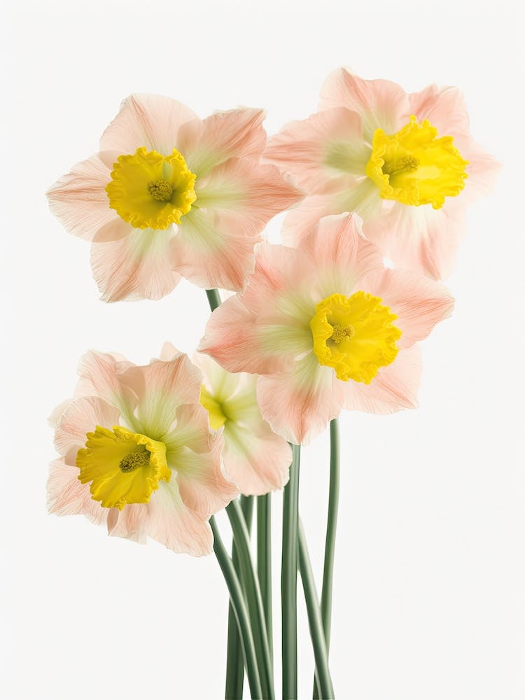 Bunch Of Daffodils Flowers Acrylic Painting In Pastel Colours 6