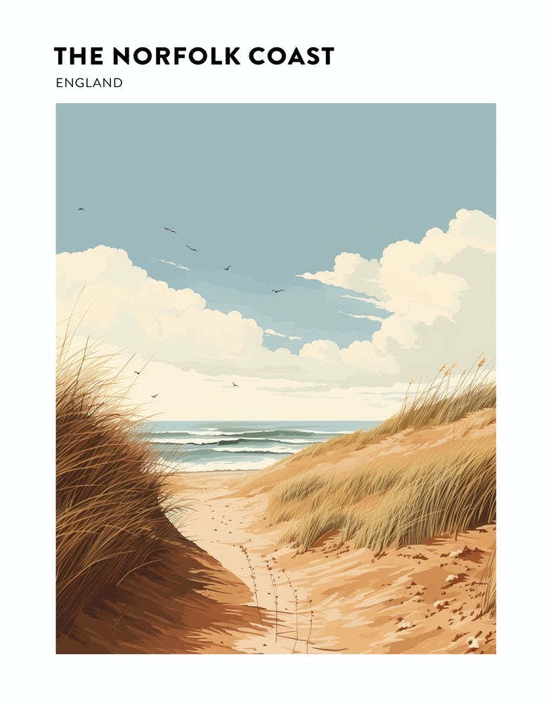 The Norfolk Coast Path England 2 Hiking Trail Landscape Poster