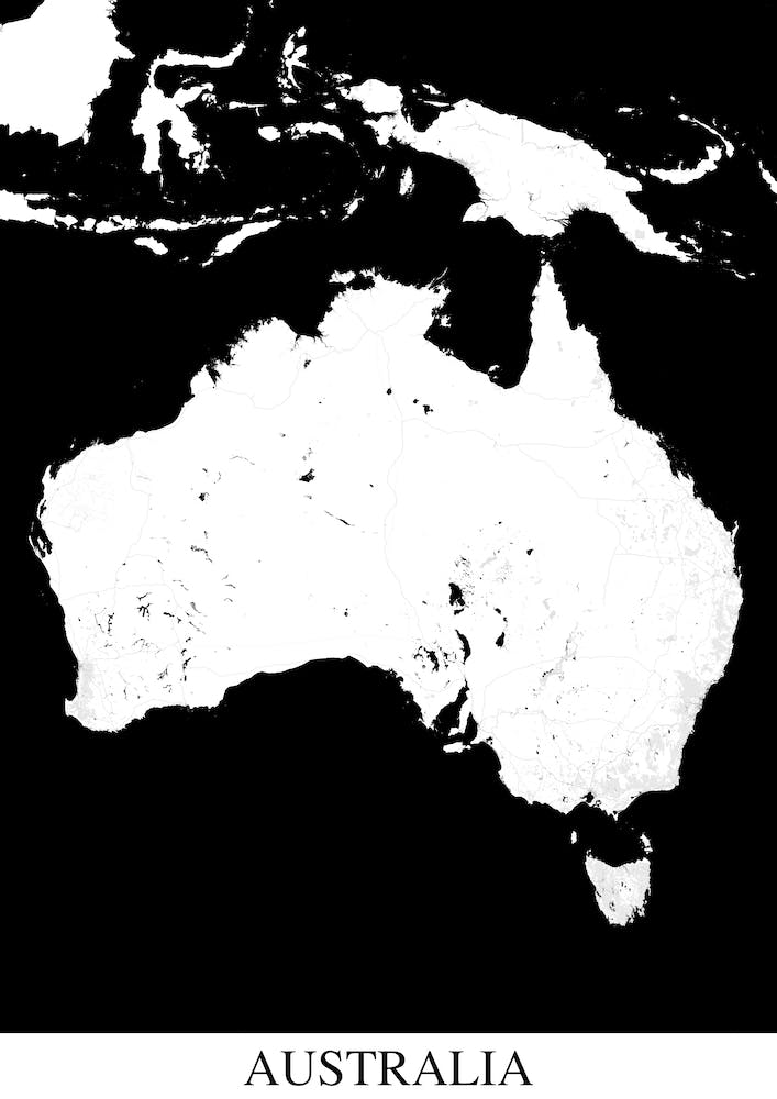 Australia White Black Map