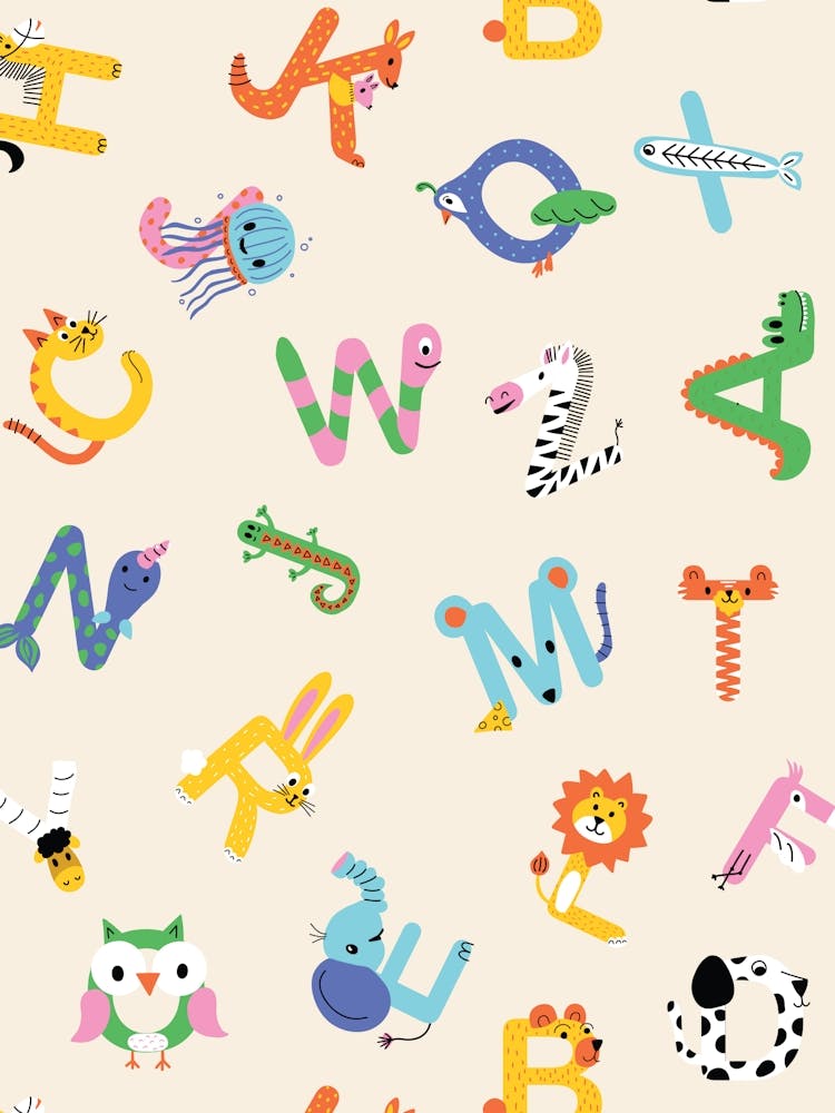 Cute Alphabet Animals Pattern