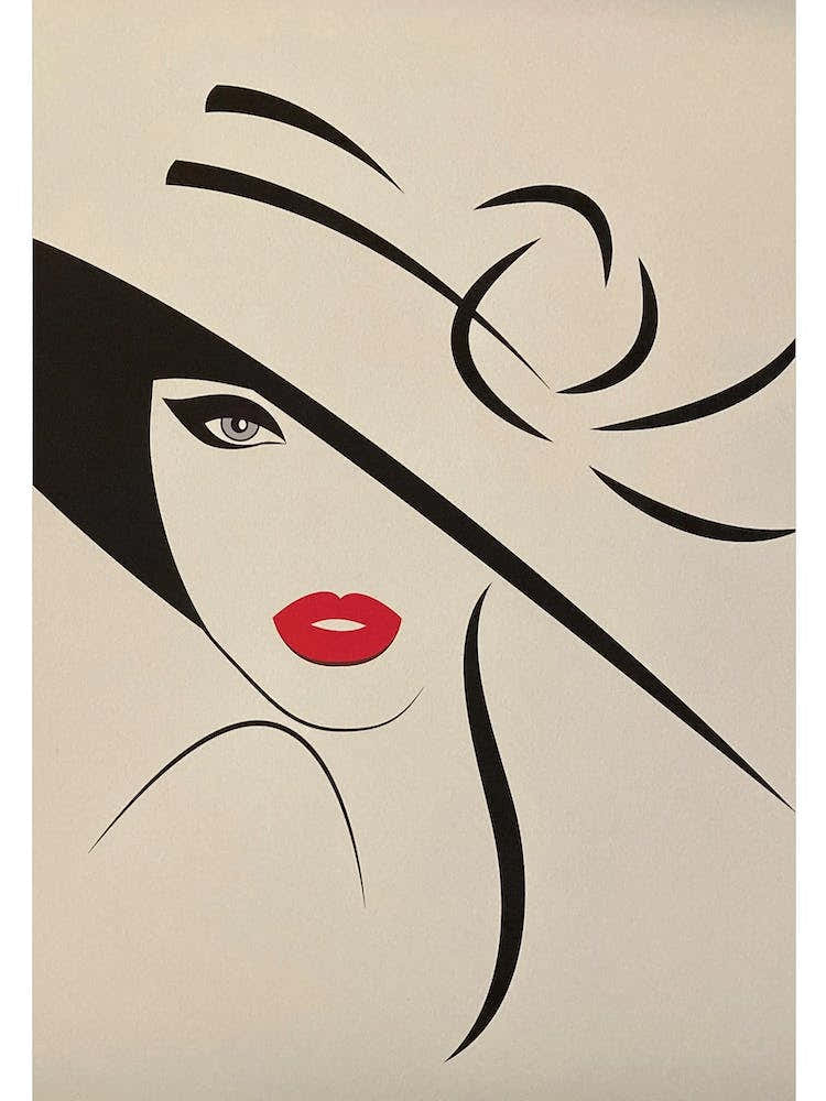 Line Art, Lady of NYC, Fashion, Retro, 1950's, Art, Stylish, Wall Print