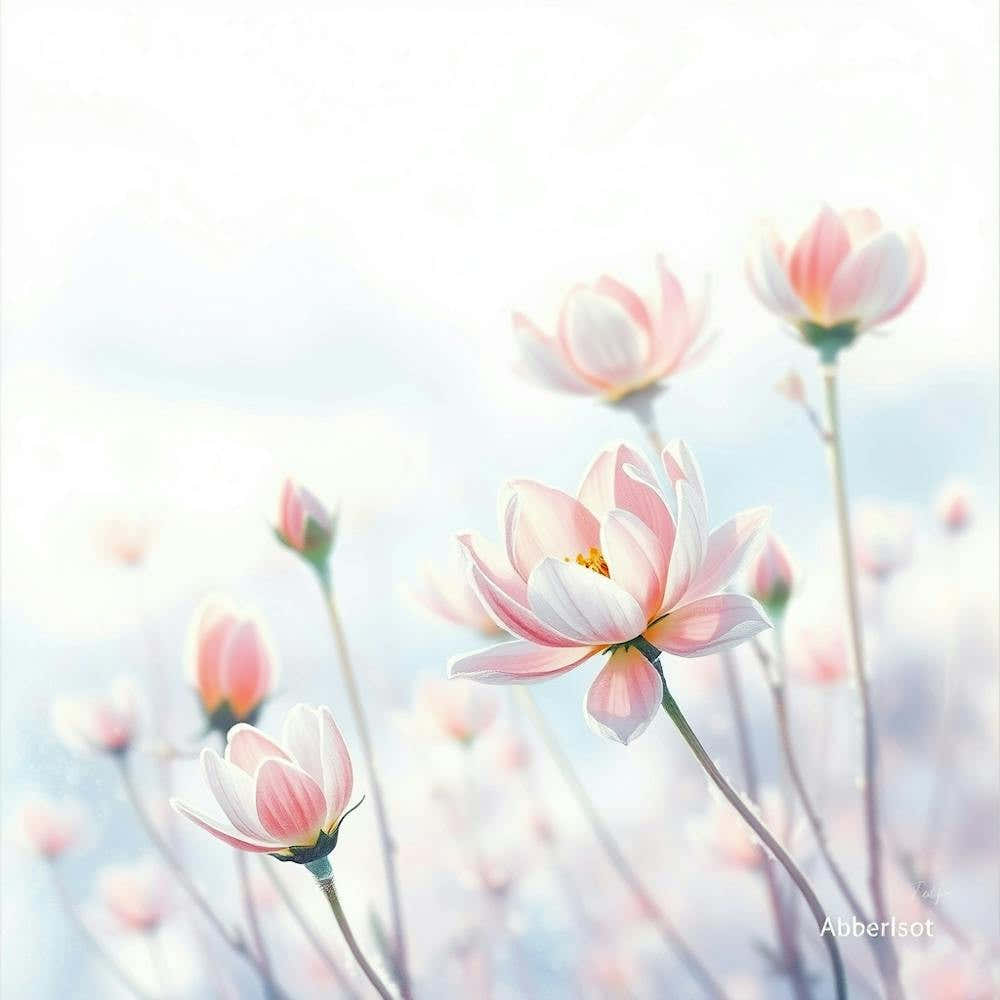 Pink Flowers in snow