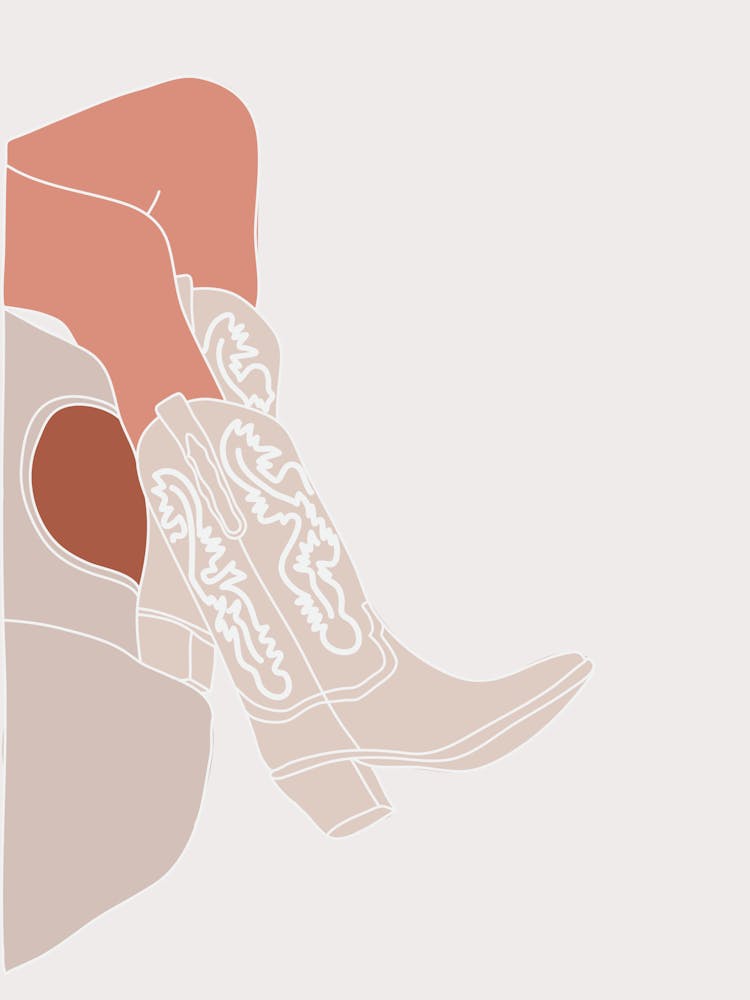 Cowgirl boots print | Neutral coastal cowgirl minimalist western wall art |