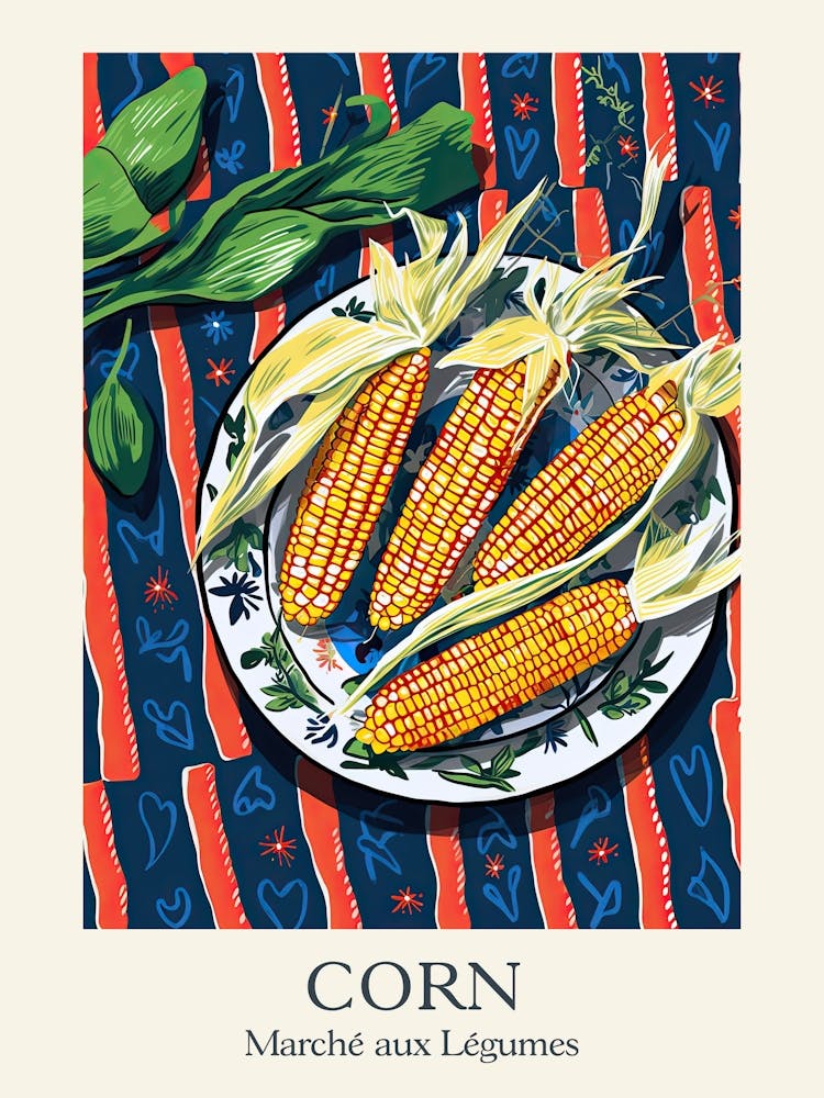 Marche Aux Legumes Corn Summer Illustration 2