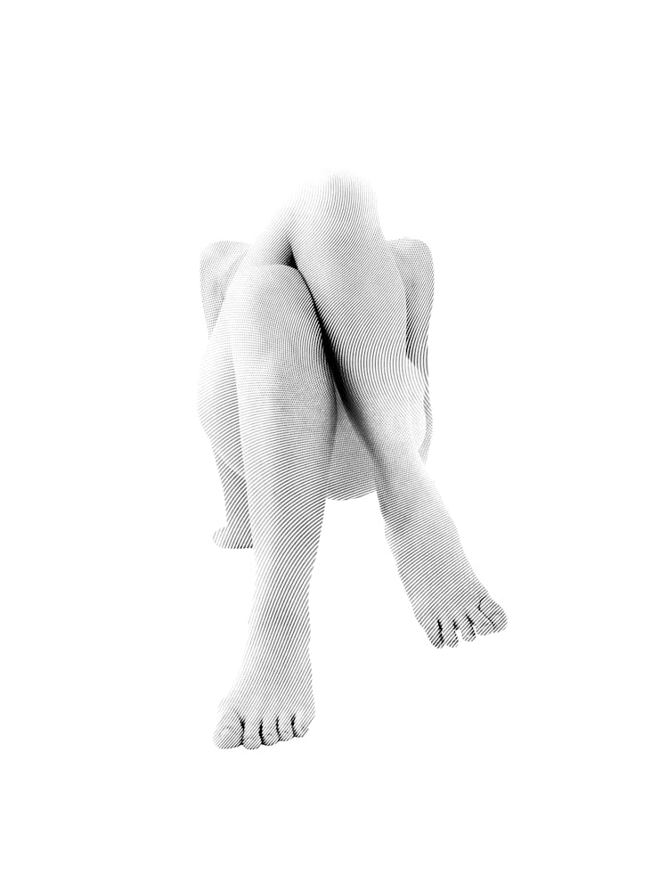 Abstract Female Legs in a Yoga Pose Black And White Minimalist Feminine Boho Abstract Body Positivity