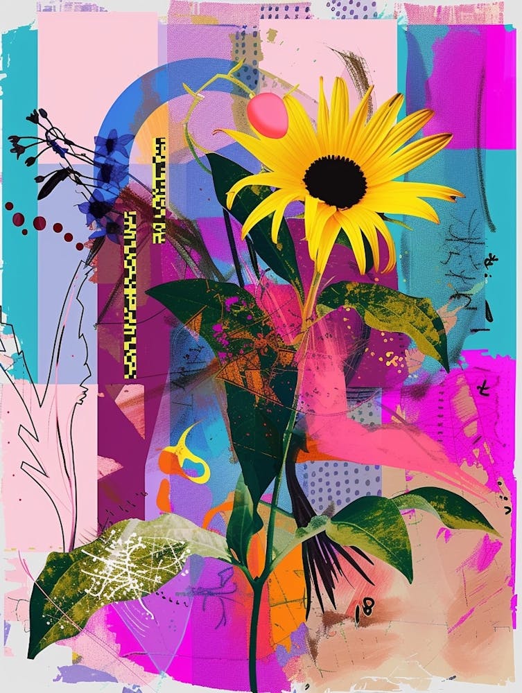 Black Eyed Susan 3 Neon Flower Collage