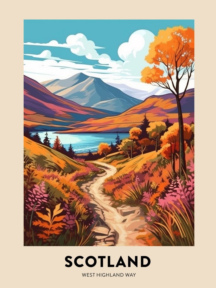 West Highland Way Scotland 1 Vintage Hiking Travel Poster