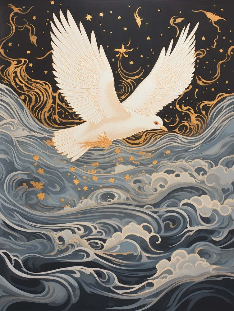 Dove 1 Gold Detail Painting
