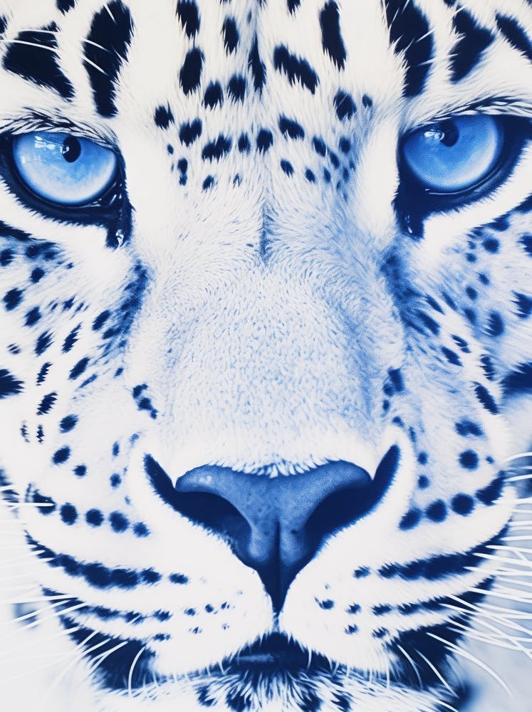 Snow Leopard With Blue Eyes