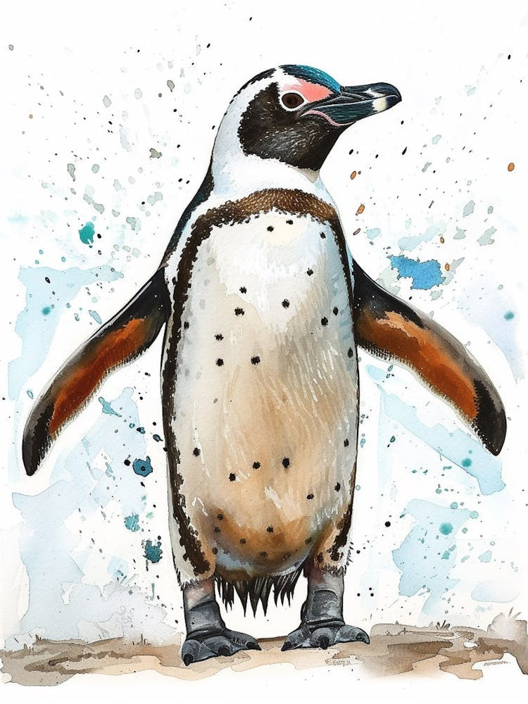 Humboldt Penguin Laurie Island Watercolour Painting 4