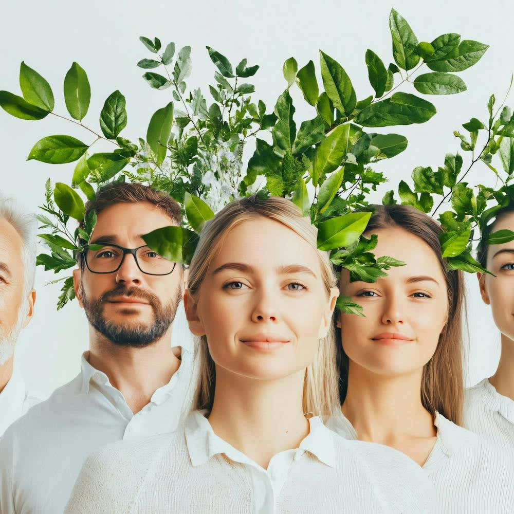 The Team - Group Of People With Plants On Their Heads