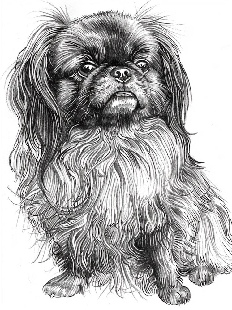 Pekingese Dog Line Sketch 3