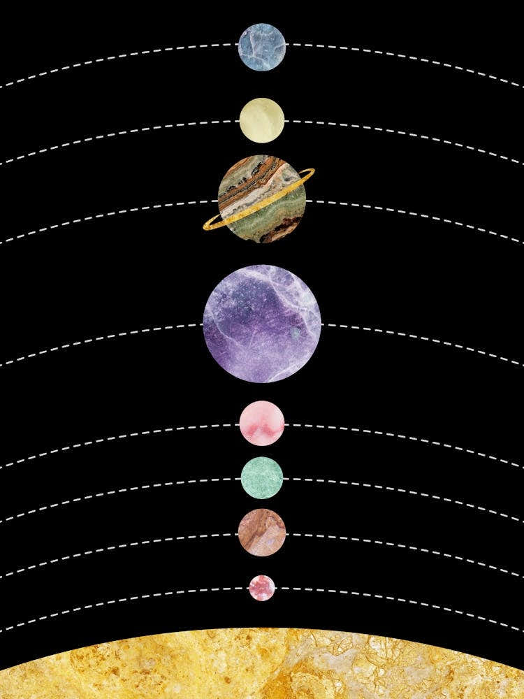 Solar System Planets Black