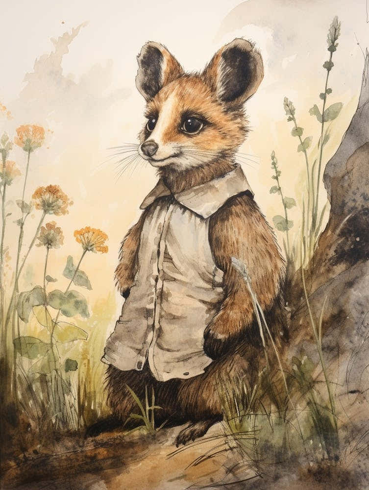 Storybook Animal Watercolour Lemur