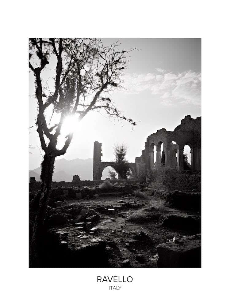 Poster Of Ravello, Italy, Black And White Photo 4