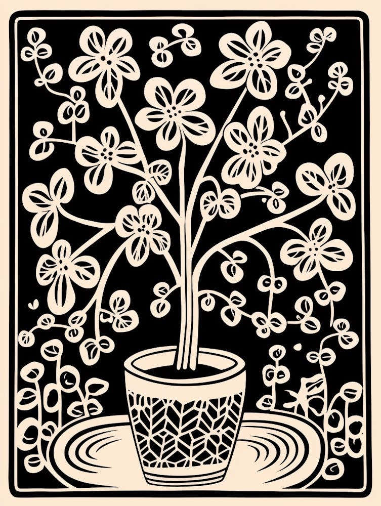B&W Plant Illustration Wax Plant