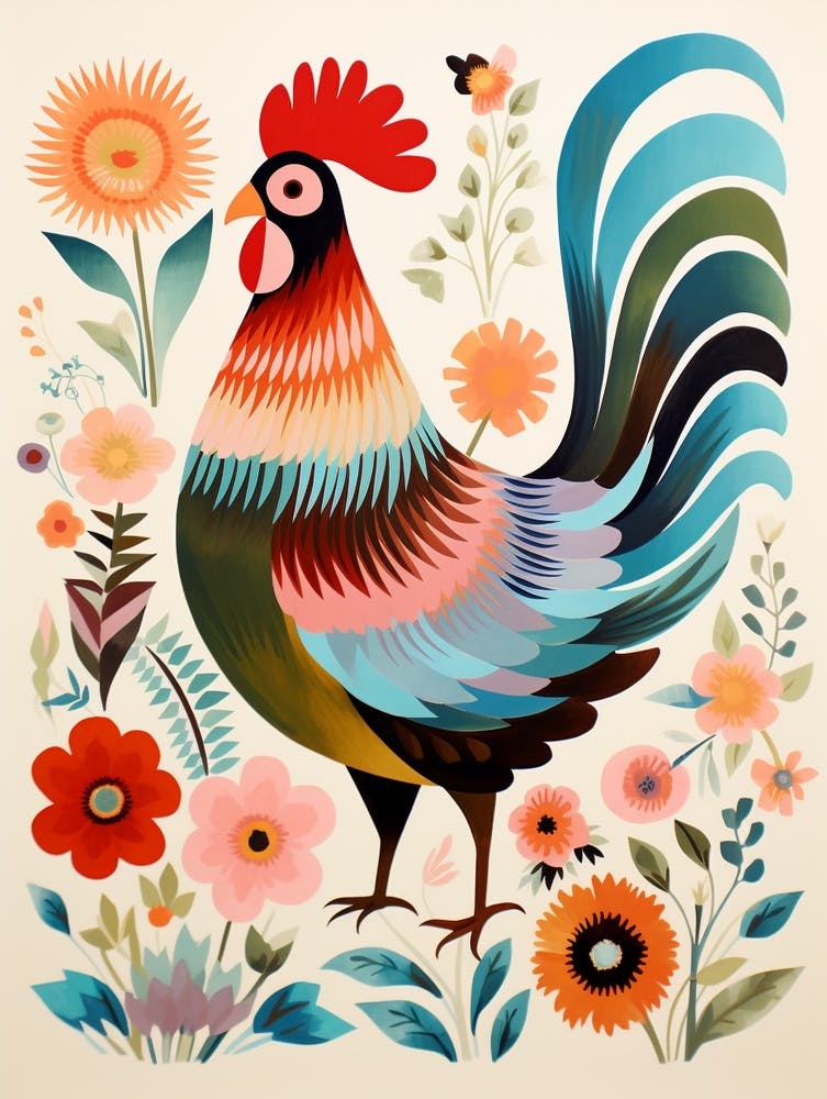 Bird Painting Collage Chicken 6