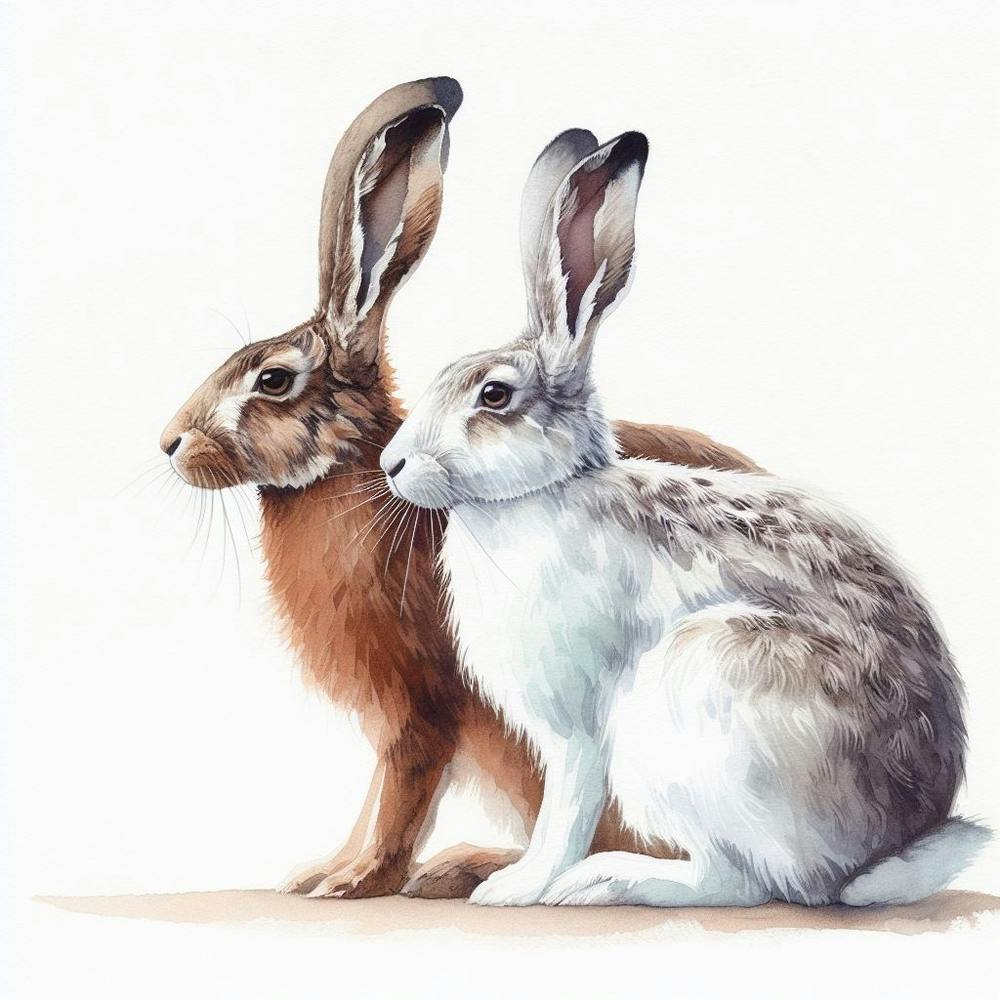 Hares Winter and Summer