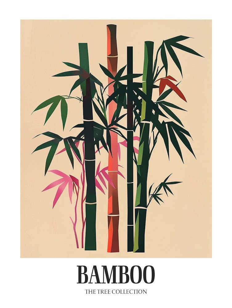 Bamboo Tree Colourful Illustration 4 Poster