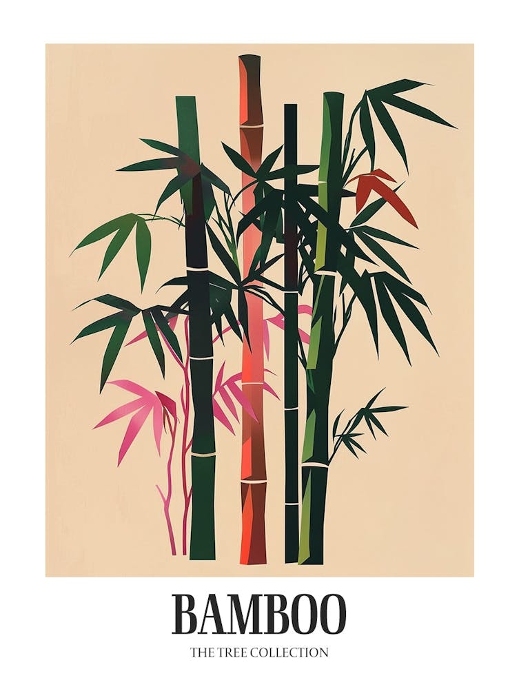 Bamboo Tree Colourful Illustration 4 Poster