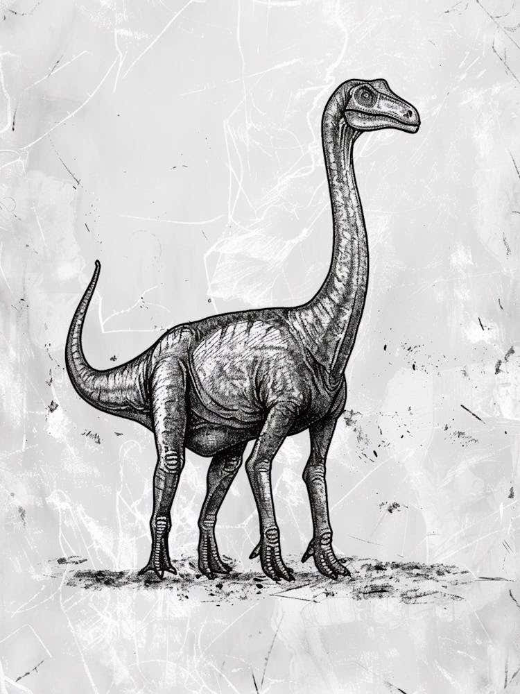 Corythosaurus Dinosaur Black Ink & Sepia Illustration 2